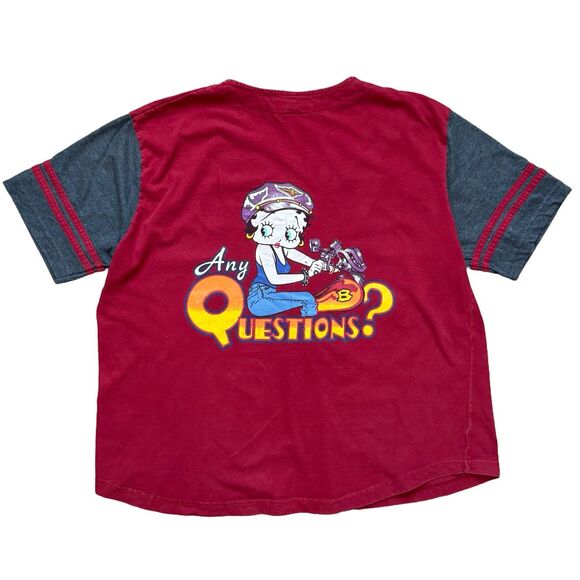 Vintage Betty Boop Born To Be Bad Motorcycle Baseball Jersey Button Up Shirt Y2K - Picture 1 of 8